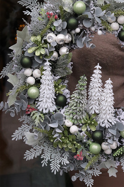 Leśny Zimowy, wianek bożonarodzeniowy z choinkami, śr.44cm