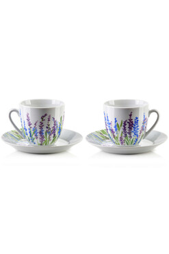 Lawendowa Polana, zestaw prezentowy 6 filiżanek ze spodkiem, poj.250ml
