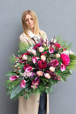 Derenate, wiśniowa wiązanka nagrobna, dł.90cm 