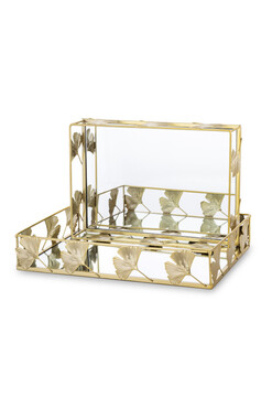 Ginko B, dekoracyjna taca z lustrzanym blatem, kpl.2szt, wym.38x28/34x24cm
