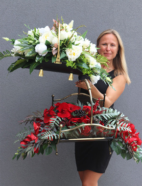 komplet dekoracji nagrobnych w koszach Wspomnienie 1, kpl.2szt