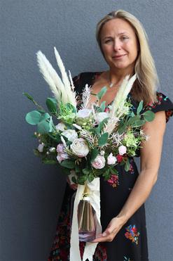 Wedding Boho, bukiet ślubny ze sztucznych kwiatów, wys.65cm 