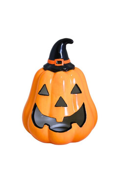 Halloween, dynia ceramiczna LED lampion C, wym.15x12cm