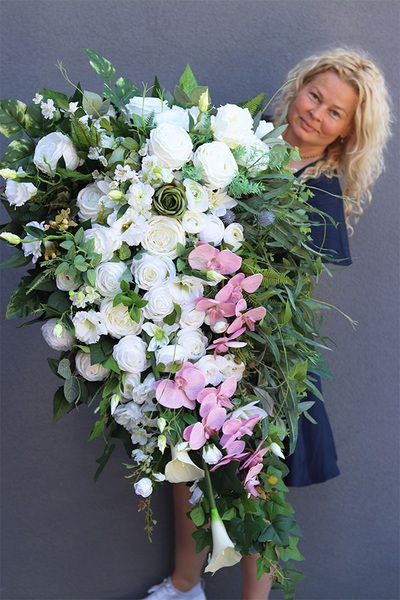 duża wiązanka nagrobna z orchideą, Ydeal 2, dł.116cm