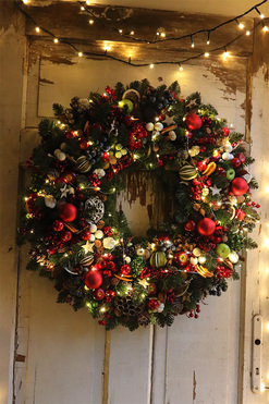 Świąteczny Kolor Big 2, bogaty wianek świąteczny LED, śr.70cm