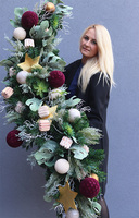 Welurowe Bordo, girlanda zimowa z bombkami, dł.170cm 