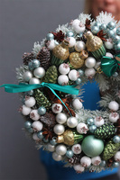 Cukierek, turkusowy wianek świąteczny, śr.28cm