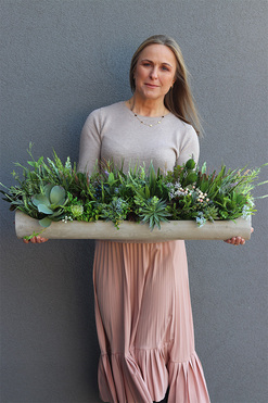 kompozycja sukulenty w długiej donicy, Hektor Modenato, dł.80cm