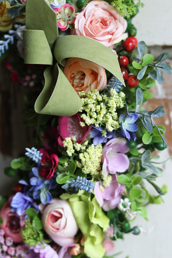 elegancki wianek na drzwi, Kolorowe Lato 3, śr.38cm 