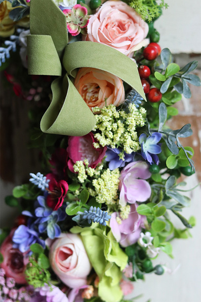 elegancki wianek na drzwi, Kolorowe Lato 3, śr.38cm 