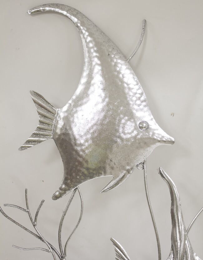 efektowny decor ścienny, Srebrne Ryby, wym.83.5x40cm