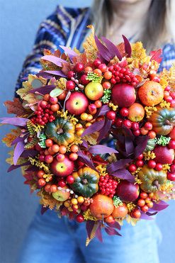 jesienny wianek z jabłkami, Pora na Liście 3, śr.30cm 
