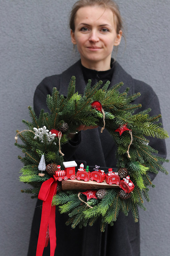 Świąteczny Ekspres, świąteczny wianek z ciuchcią