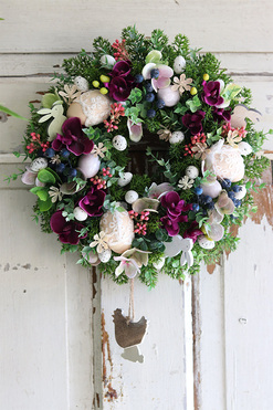 Gerista 3, wielkanocny wianek z koronkowymi jajkami, śr.32cm