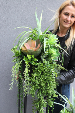 Cybilla Design Extra, kompozycja sukulenty w donicy na stojaku, wys.105cm 