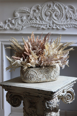 Wrzosy Beige, jesienna kompozycja kwiatowa w donicy, wym.26x42cm