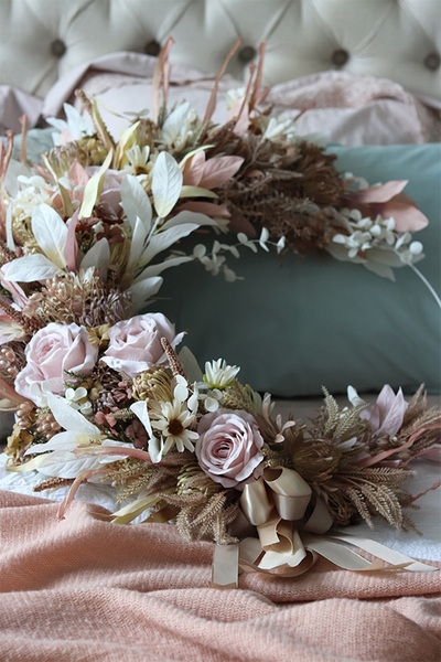 Subtelle Carmello, wianek boho na obręczy, rozp.80cm