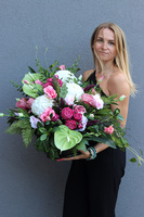 Legutte Green, kompozycja nagrobna w ceramicznej misie, wym.50x56x95cm