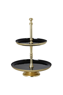 Goldata Black, emaliowana etażerka dwupoziomowa, wym.34x25cm 