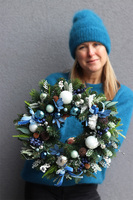 Blue Xmas, świąteczny wianek dekoracyjny