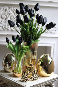 bukiet tulipanów silikonowych, Genotte Black, 7szt., dł.29cm 