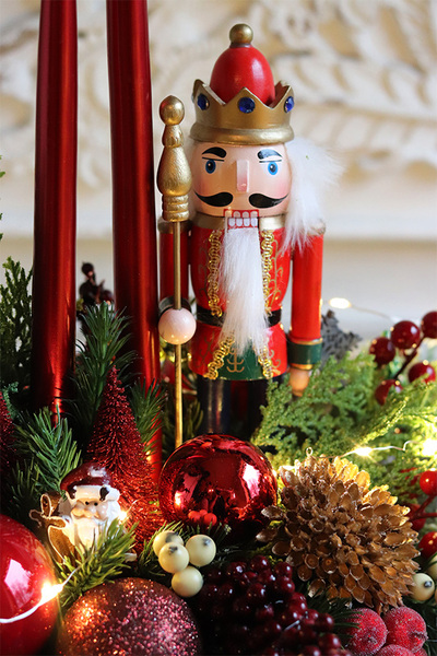 Szykujemy Święta LED, adwentowy stroik z dziadkiem w pucharze