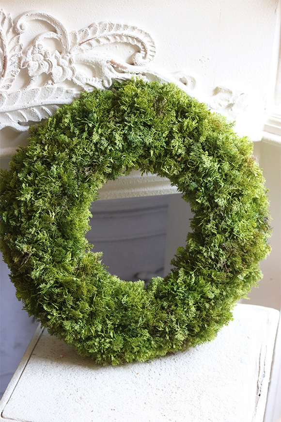 Mech, nowoczesny zielony wianek, śr.40cm