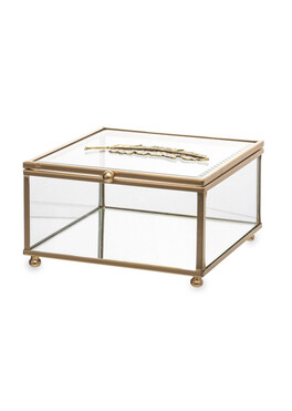 puzderko / szkatułka szklana Złota 2, wym.7,5x13,5x13,5cm