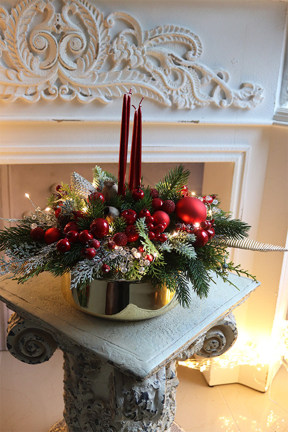 Red&Gold Xmas, adwentowy stroik świąteczny LED