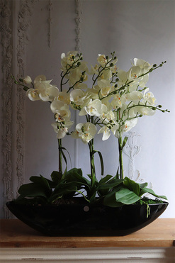 Laos Black Big, sztuczny storczyk w czarnej donicy, wys.65cm 