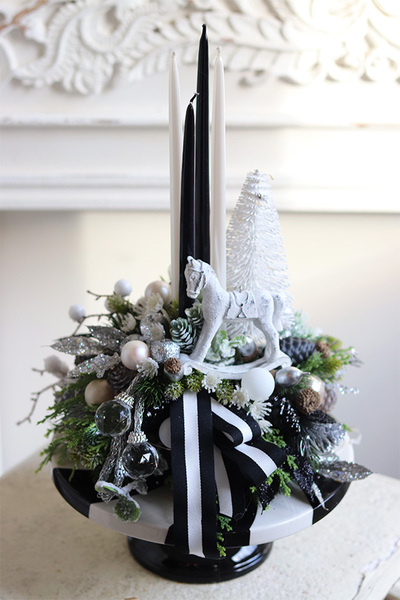 Lollypop Chrismas Black 2, adwentowy stroik LED na paterze