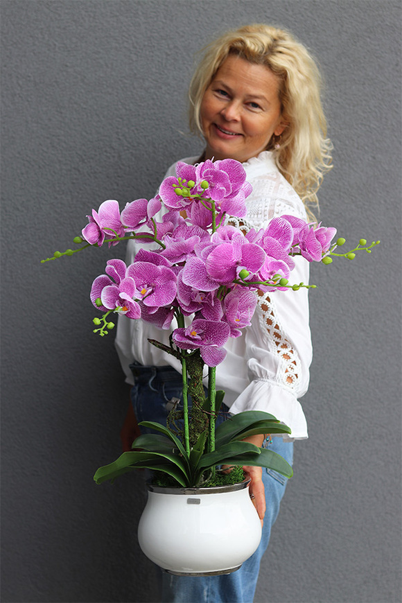 Pink Cabello, różowy gumowy storczyk w donicy