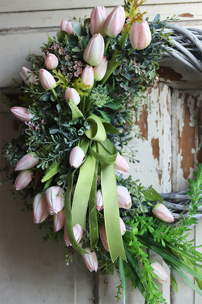 dekoracyjny wianek z tulipanów, Tulipa, śr.42cm