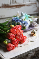 bukiet gumowych tulipanów, Maggio Novelty Morelli, 7szt. dł.44cm