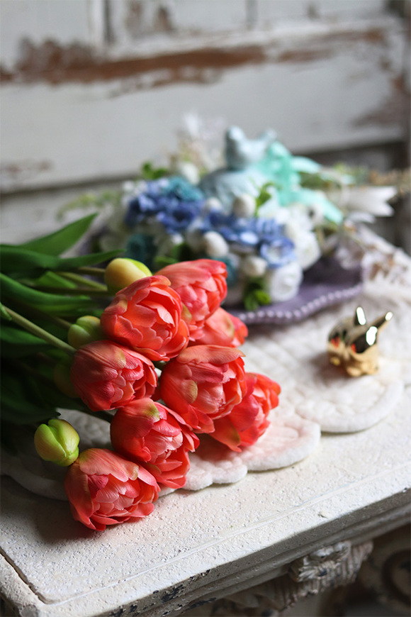 bukiet gumowych tulipanów, Maggio Novelty Morelli, 7szt. dł.44cm