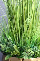 Trawa Gold Deluxe, dekoracja z trawami w metalowej donicy