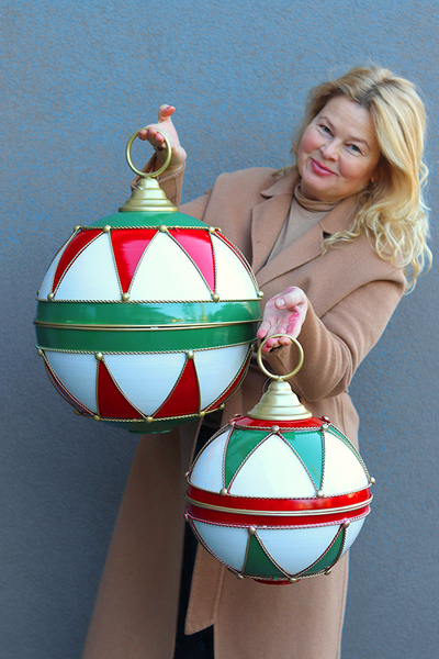 figurka bombka metalowa duża dekoracja	