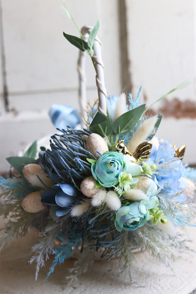 Blue Easter, dekorowany koszyczek wielkanocny, wys.28cm