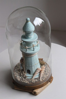 Latarnia Morska LED, kompozycja marynistyczna pod kloszem