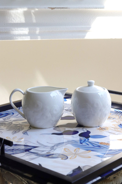 Różana, porcelanowy mlecznik i cukiernica, poj.375ml