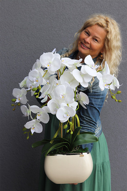 Glamour Cream, gumowy sztuczny storczyk, wys.66cm