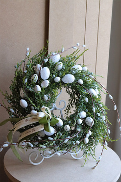 Kreolia, wielkanocny wianek na drzwi, śr.30cm