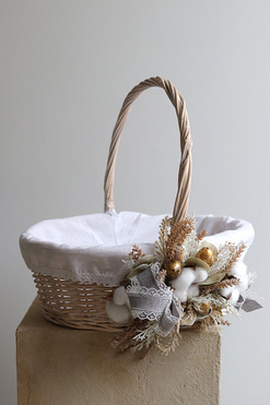 OD RĘKI Stonovany, jednostronnie dekorowany koszyczek wielkanocny, wys.37cm