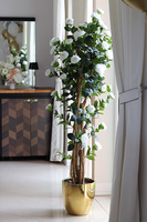 Kamelia, sztuczne drzewko w złotej ceramicznej donicy, wys.180cm