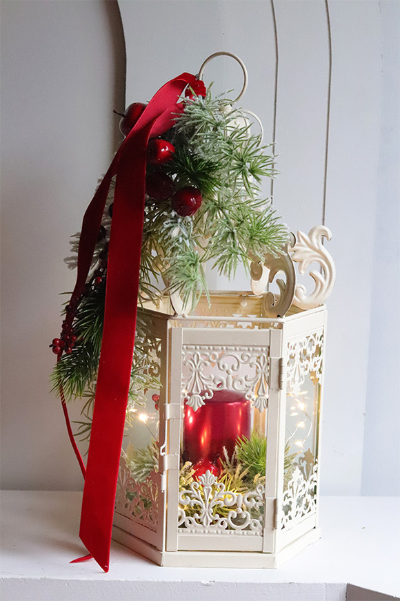 White Christmas A, świąteczna dekoracja LED w lampionie