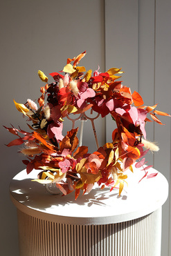 Boho Eucalipto, dekoracyjny wianek ze stabilizowanych roślin, śr.30cm 