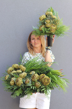 OD RĘKI Green Trente, komplet wieniec & bukiet, śr.60cm/50cm