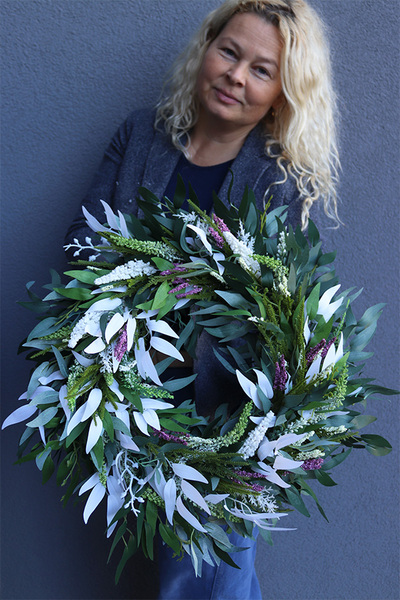 Wrzosy na Jesień, bogaty wianek z wrzosem