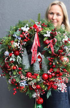 Mikołajowy Las Lollypop 2, wianek bożonarodzeniowy LED, śr.55cm