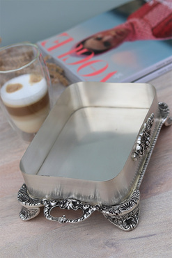 Abigail, taca / patera posrebrzana z wysokim brzegiem, wym.7x17x27cm